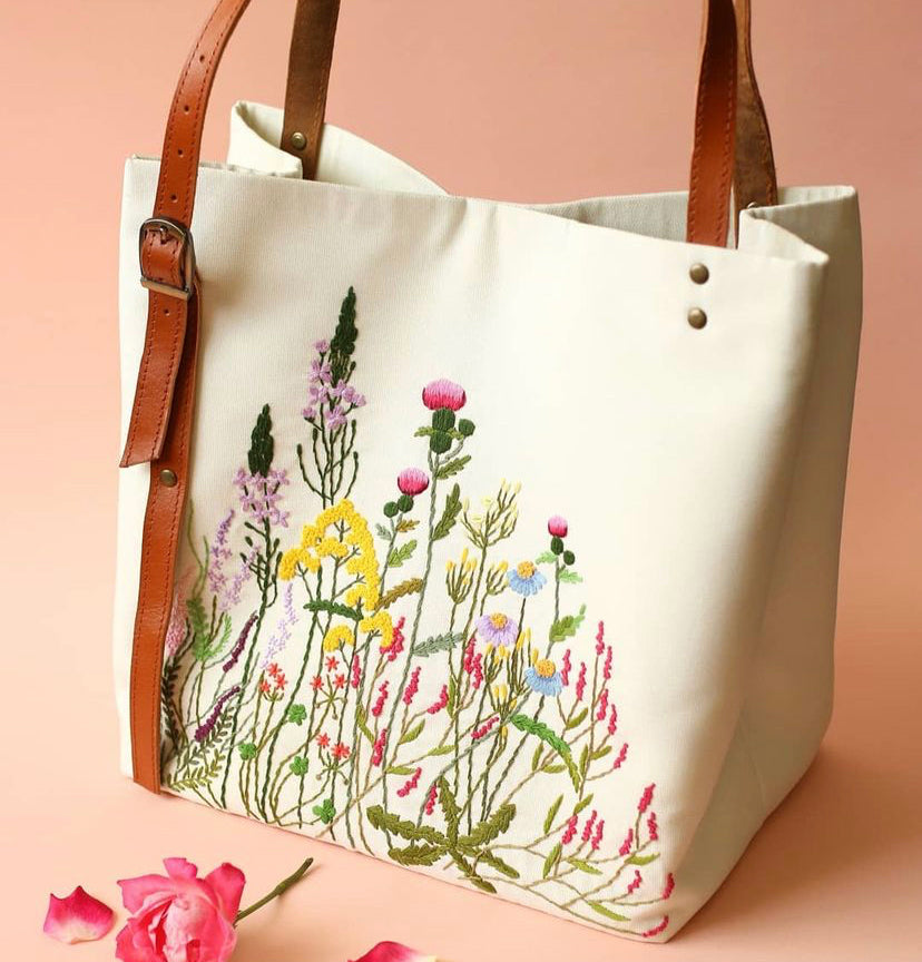 Embroidered Tote Handbag