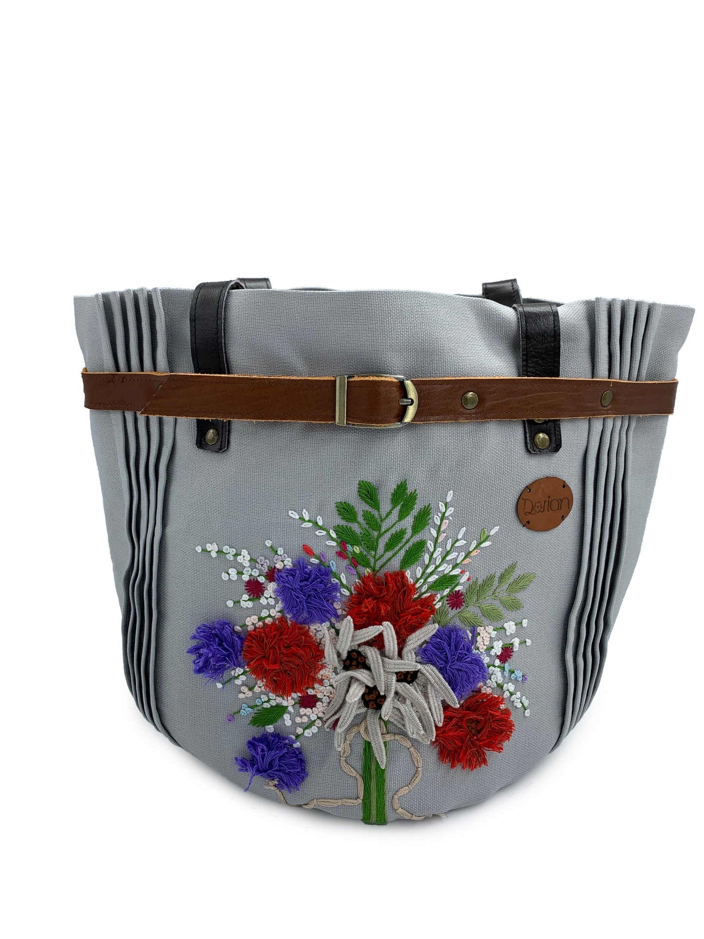 Embroidered Bucket Handbag