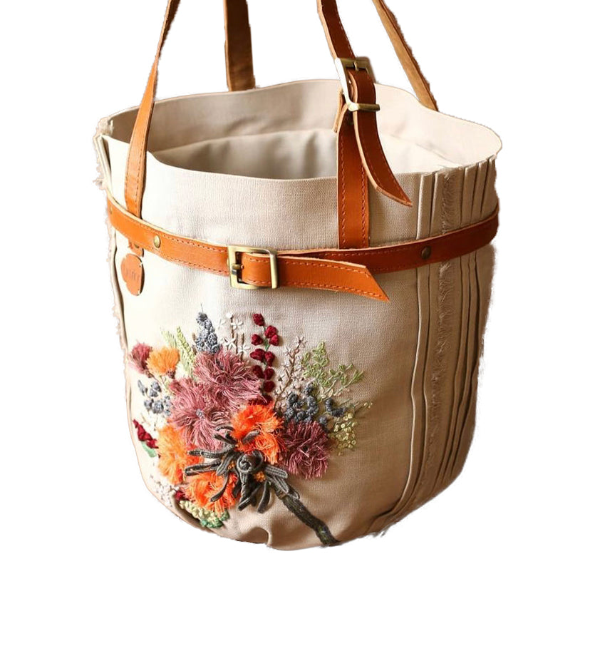 Embroidered Bucket Tote Bag