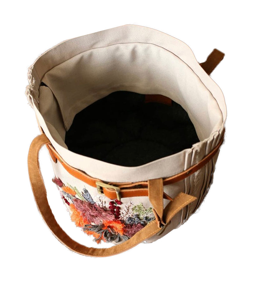 Embroidered Bucket Tote Bag