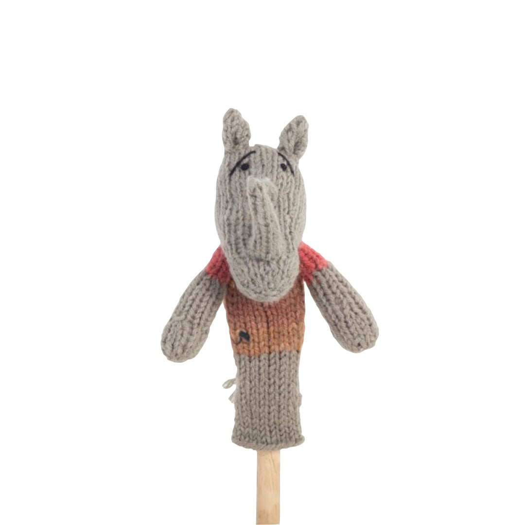 Rhino crochet finger puppet Old MacDonald's Safari Animal - Kid Stocking Stuffer, Woodland Forest Friends, Nursery Rhyme Amigurumi Set