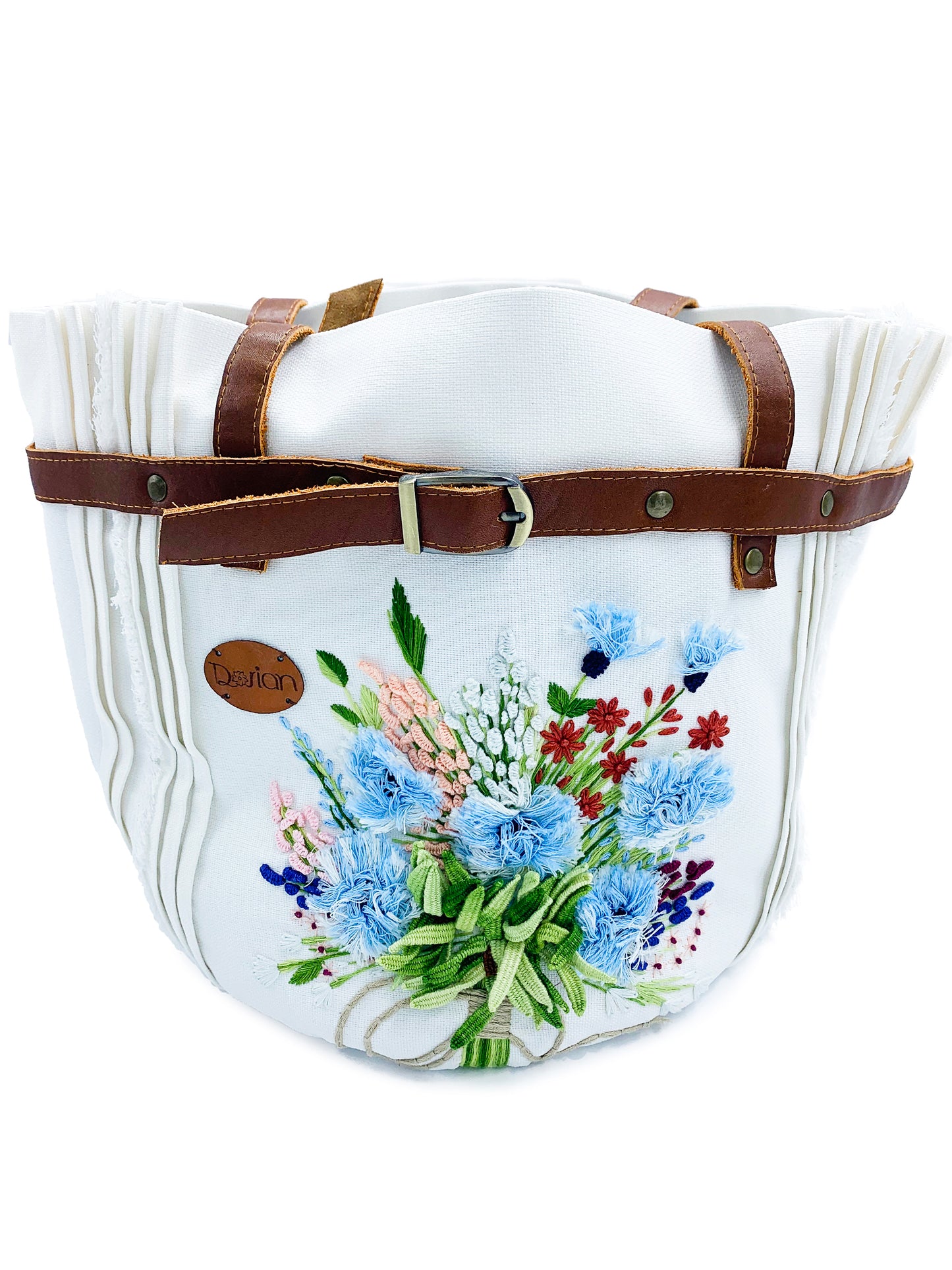 Embroidered Bucket Tote Bag