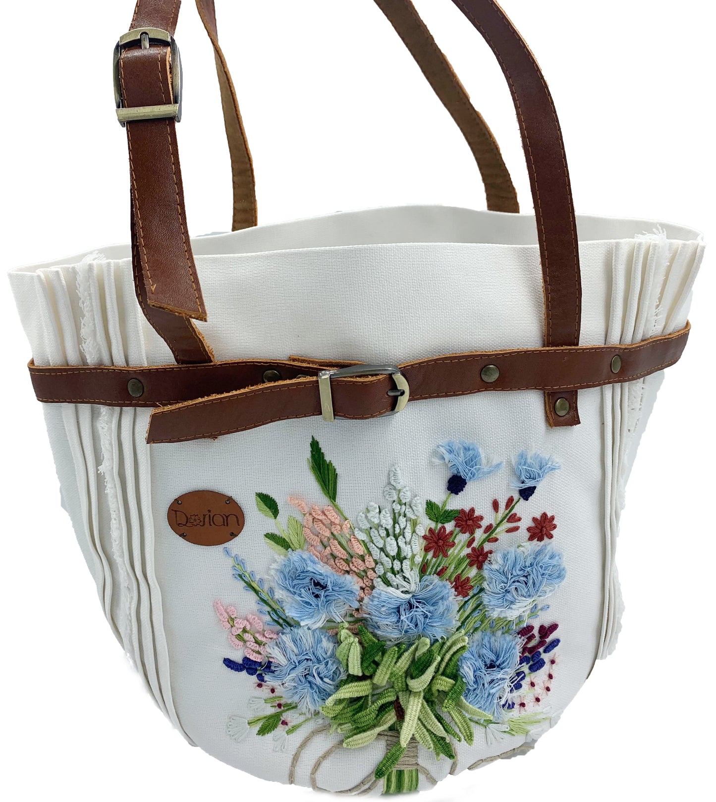 Embroidered Bucket Tote Bag