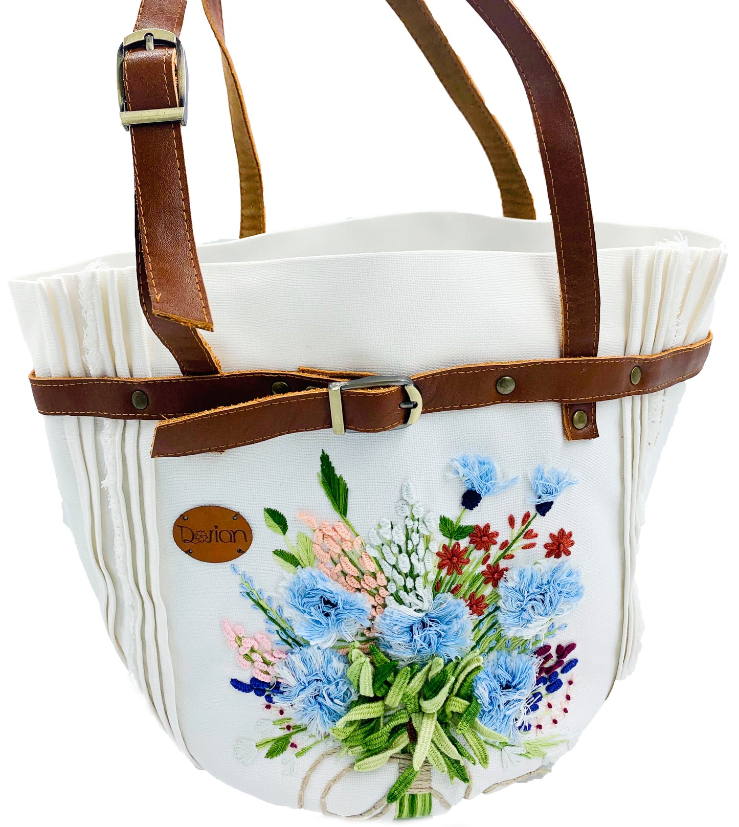 Embroidered Bucket Tote Bag