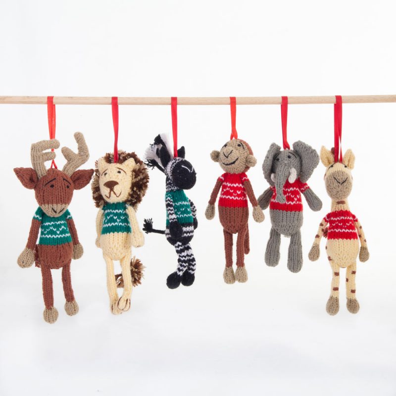 Christmas Ornaments Set of 6 Holiday Knitted Amigurumi Cute Desk Decor Toy, Baby's First Nativity, Stocking Stuffer, Unique Festive Decor