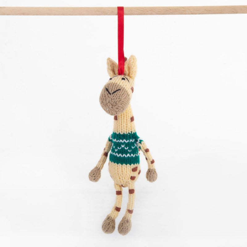 Giraffe Green Christmas Crochet ornament Amigurumi Cute Desk Decor Toy, Baby's First Nativity, Stocking Stuffer, Unique Festive Decor