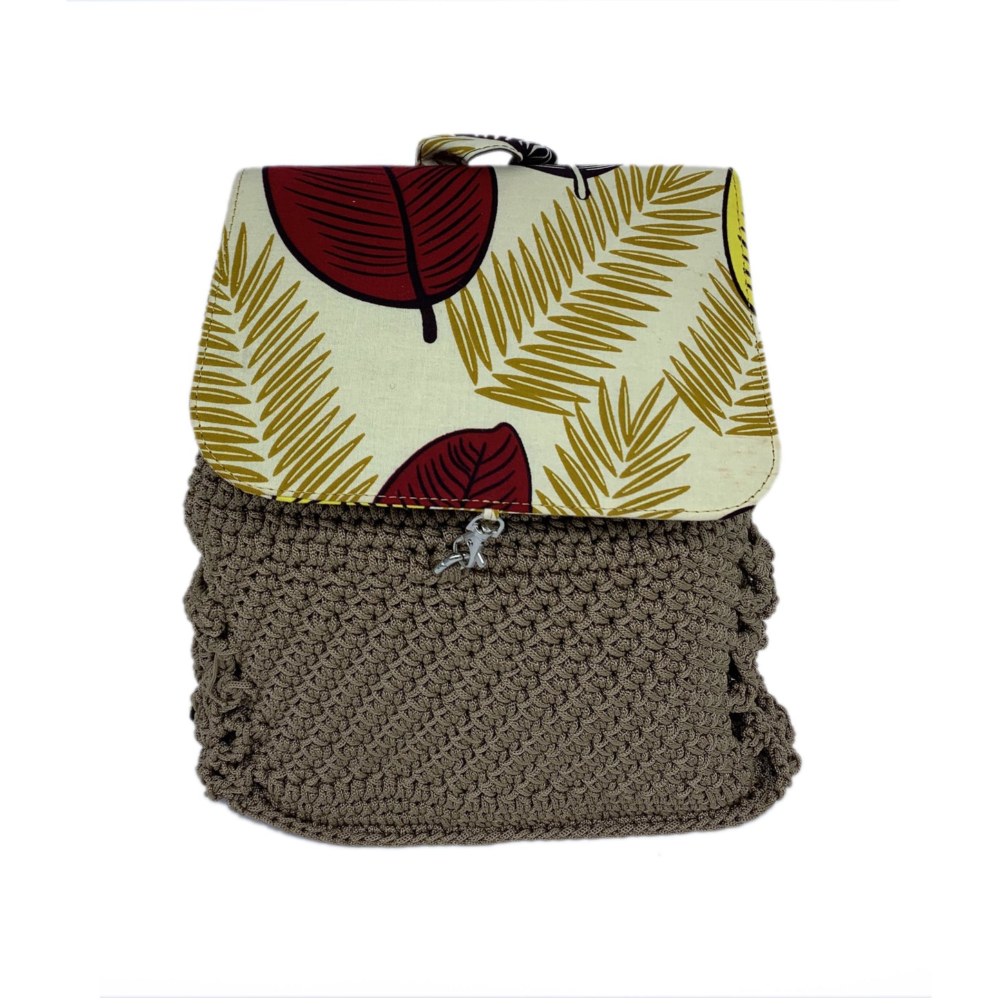 Cute Crochet Backpack with Ankara African Fabric - Weekend Bag for Mom. Boho Tote or Cross Body Duffle , Daughter Birthday, Back to School Gift