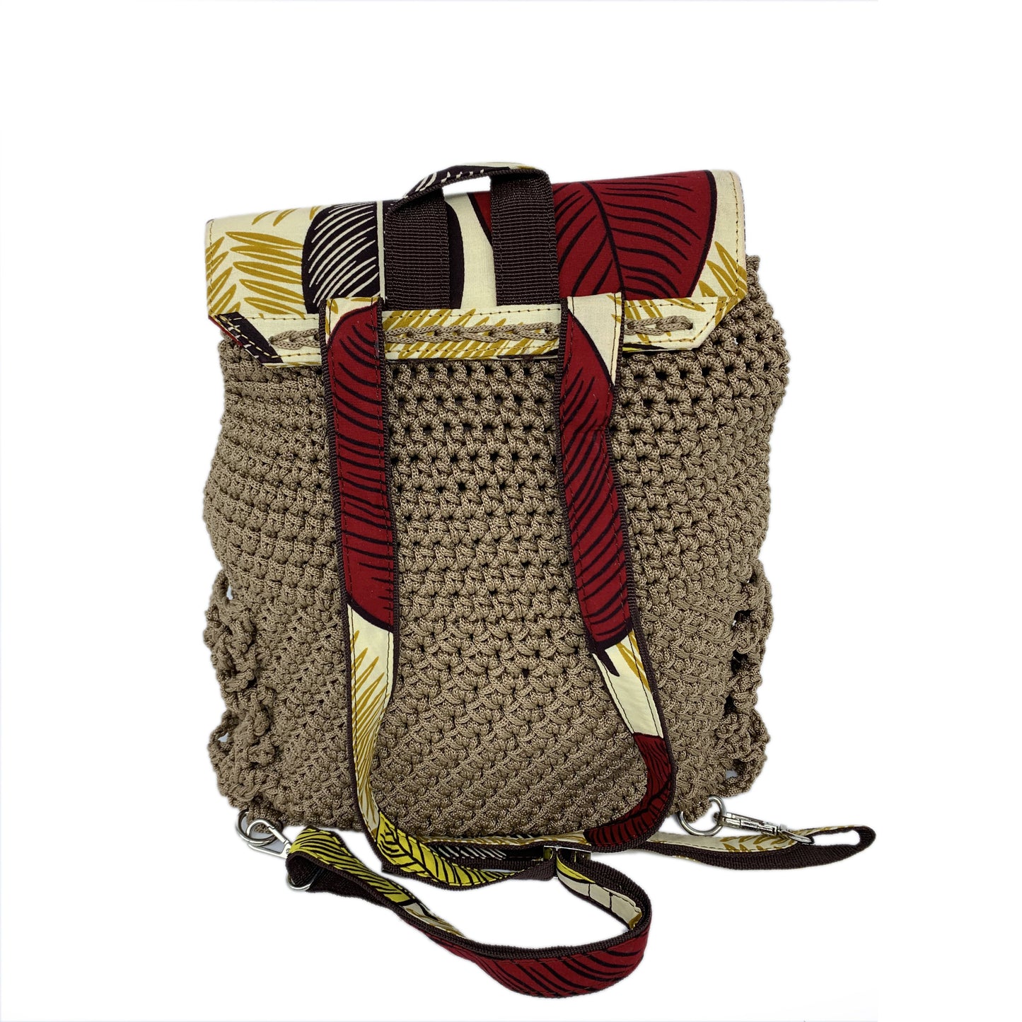 Cute Crochet Backpack with Ankara African Fabric - Weekend Bag for Mom. Boho Tote or Cross Body Duffle , Daughter Birthday, Back to School Gift