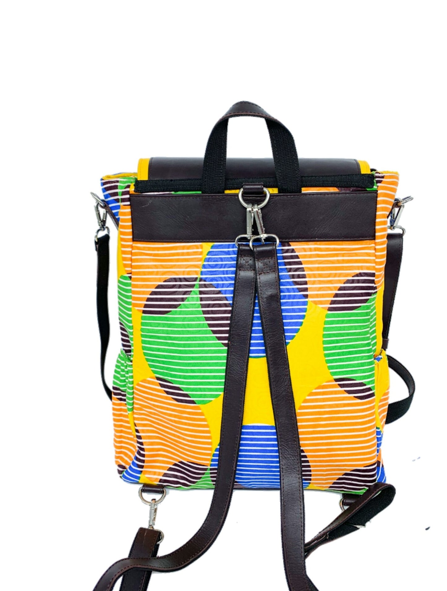 Convertible Backpack with Ankara African Fabric - Weekender Bag for Women . Boho Tote or Cross Body Bag for Mothers Day, Granddaughter Gift