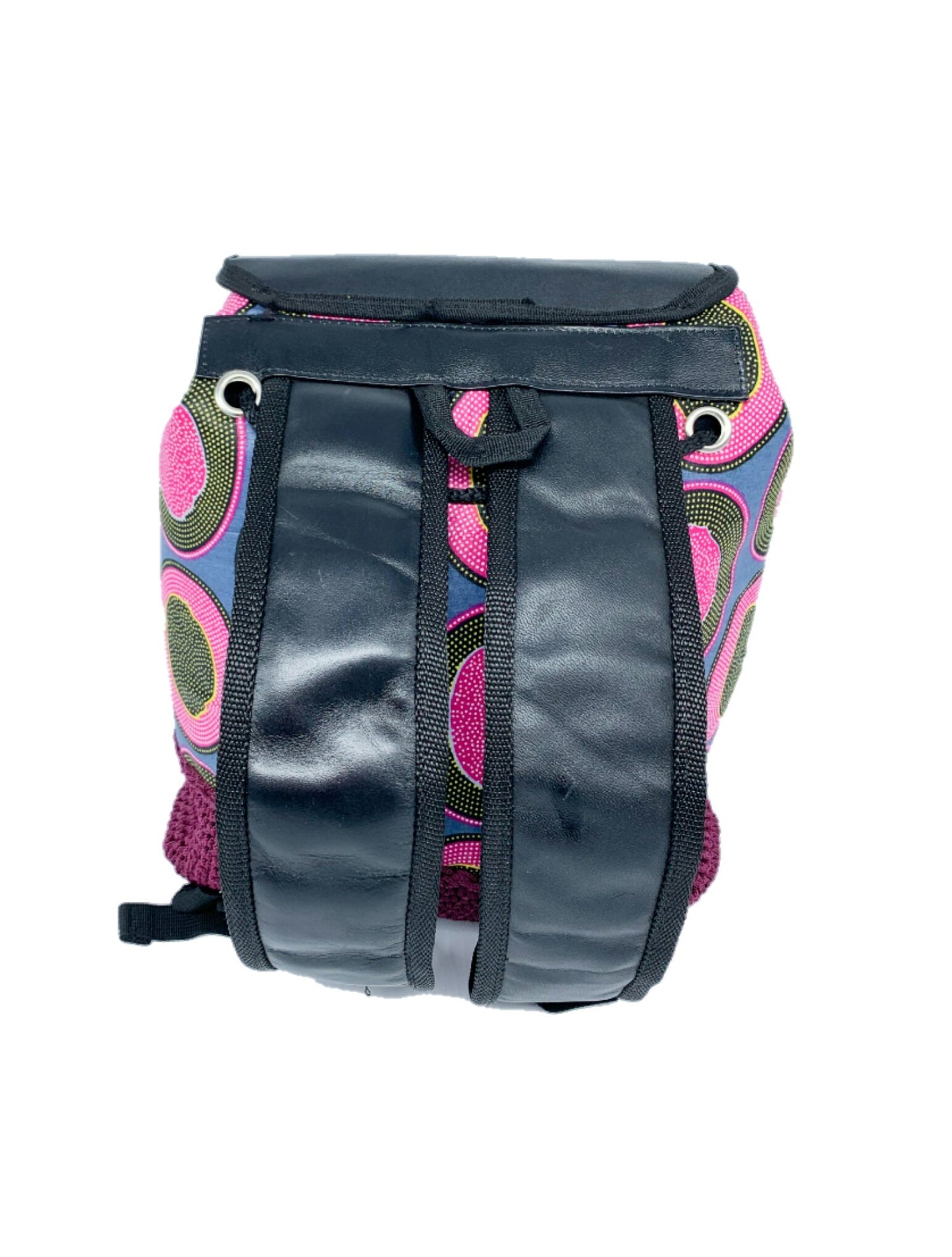 Cute Crochet Backpack with Ankara African Fabric - Weekend Bag for Mom. Boho Tote or Cross Body Duffle , Daughter Birthday, Back to School Gift