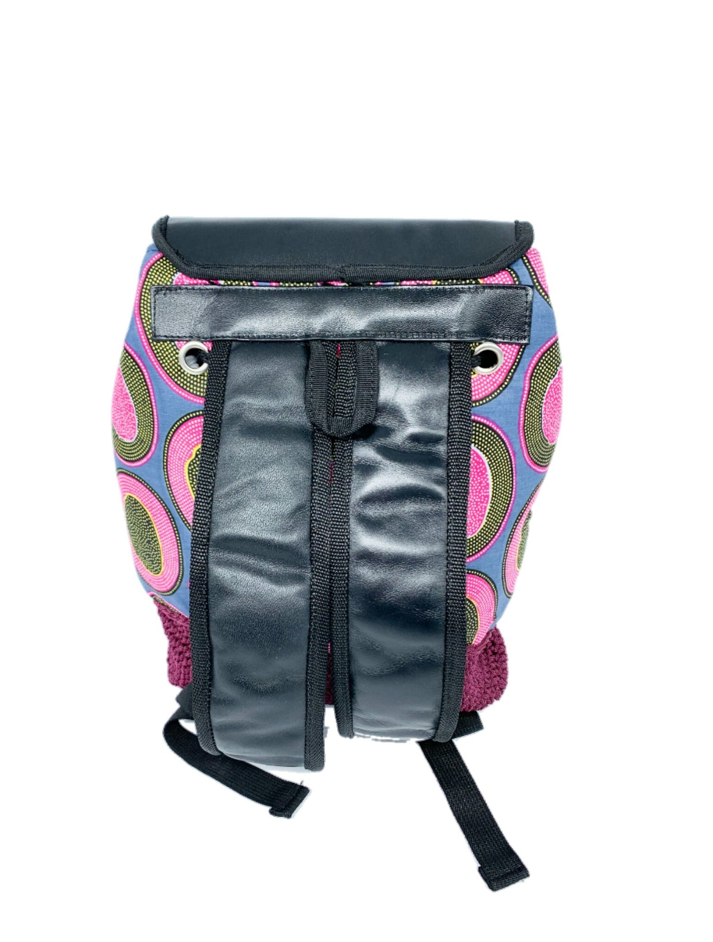 Cute Crochet Backpack with Ankara African Fabric - Weekend Bag for Mom. Boho Tote or Cross Body Duffle , Daughter Birthday, Back to School Gift