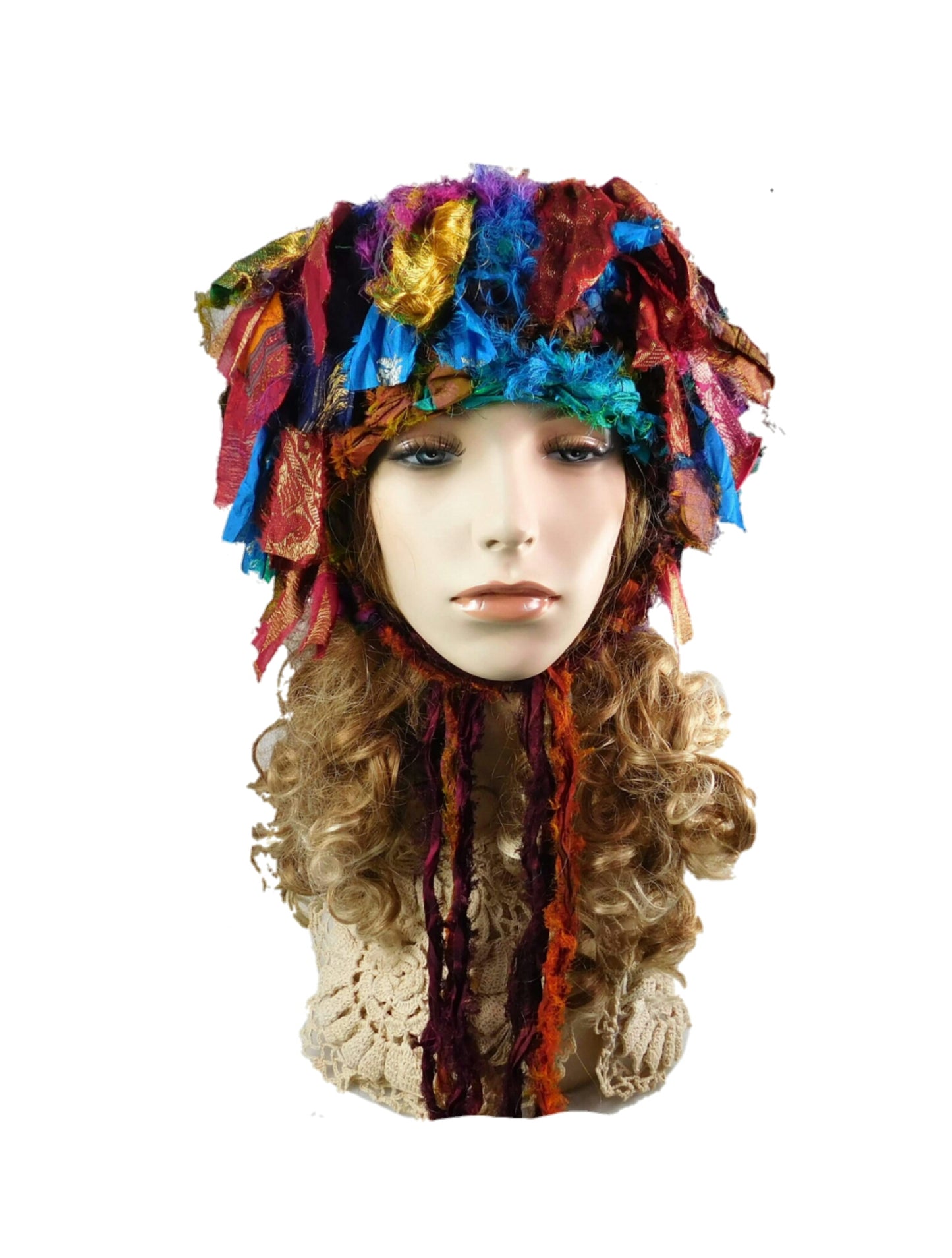 100% Handmade felted hat made with recycled materials
