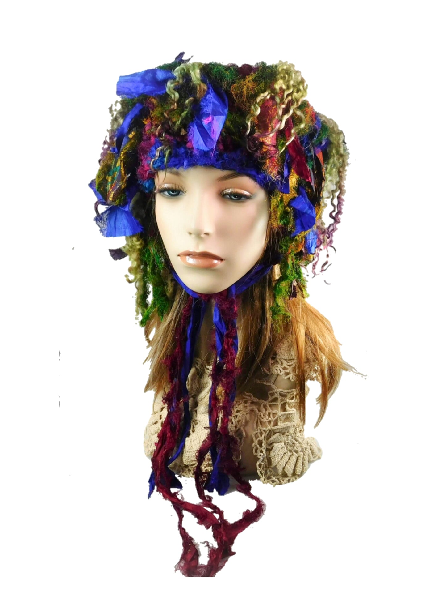 100% Handmade felted hat made with recycled materials
