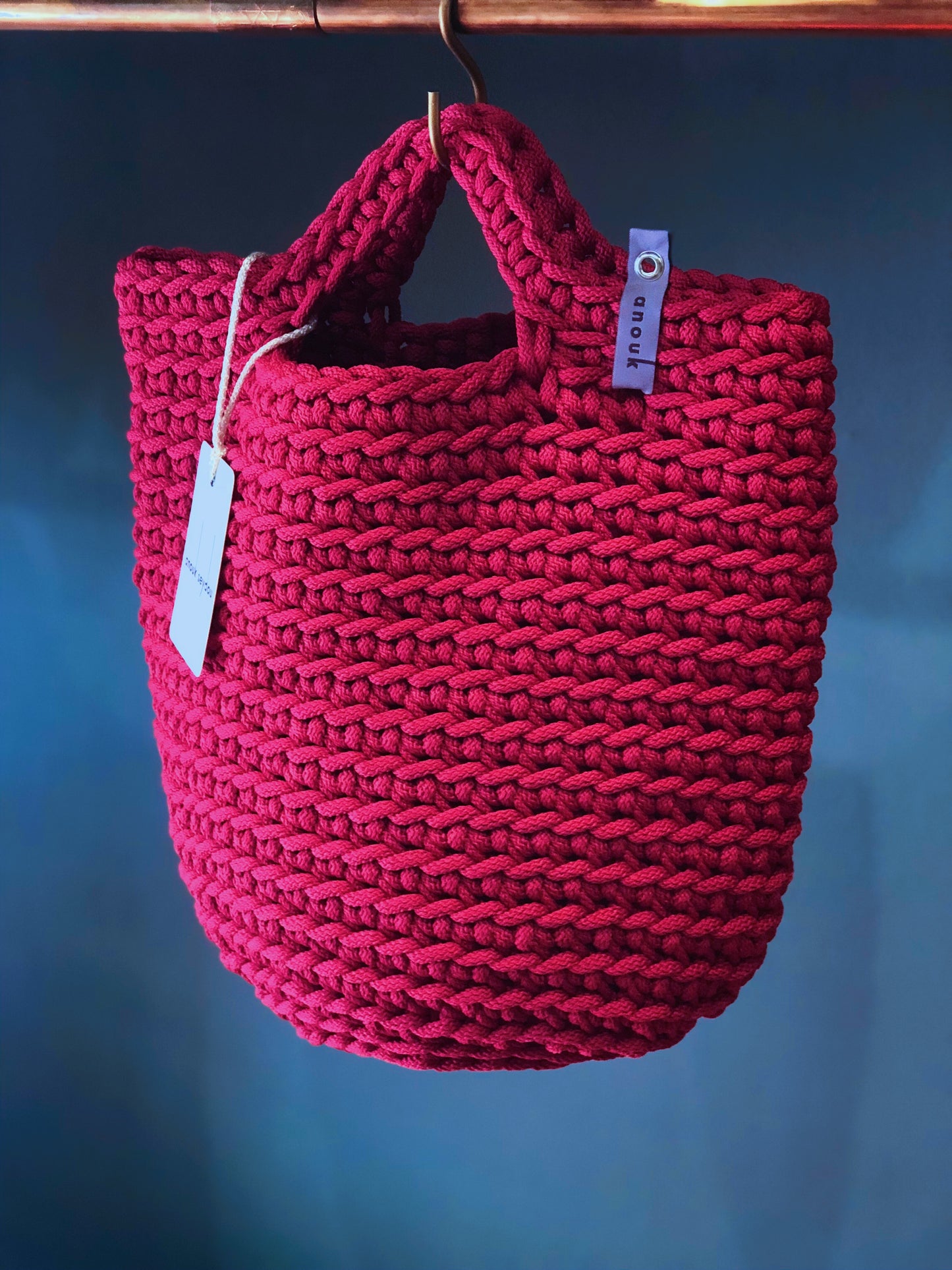 Scandinavian Style Handmade Crochet Tote Bag Raspberry Kiss