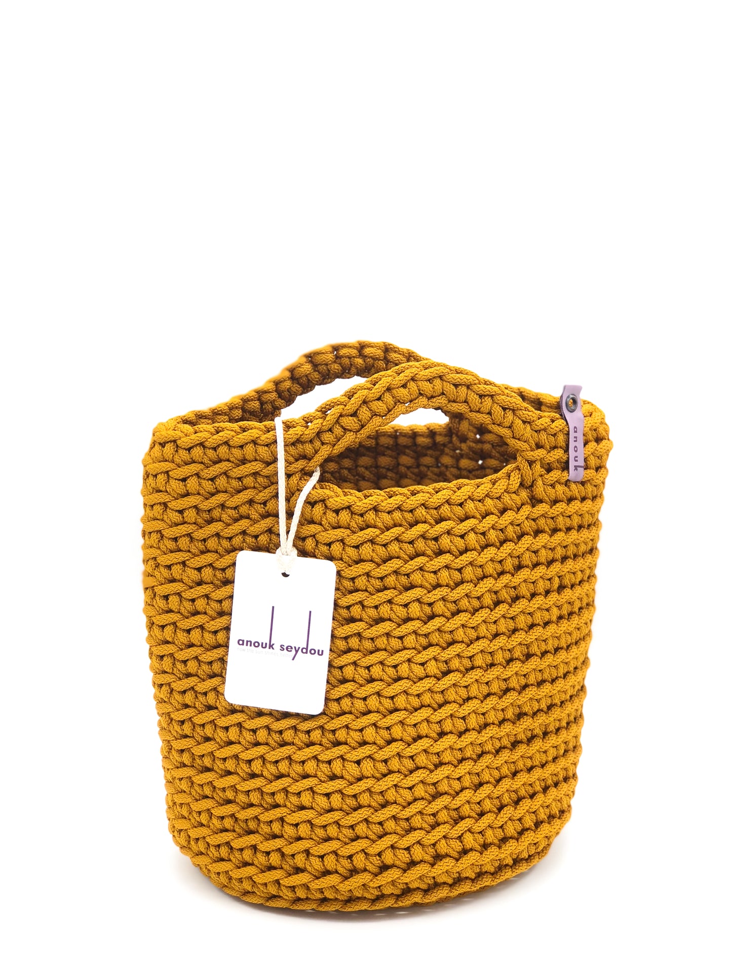 Scandinavian Handmade Crochet Tote Bag with Short Hands Rusty
