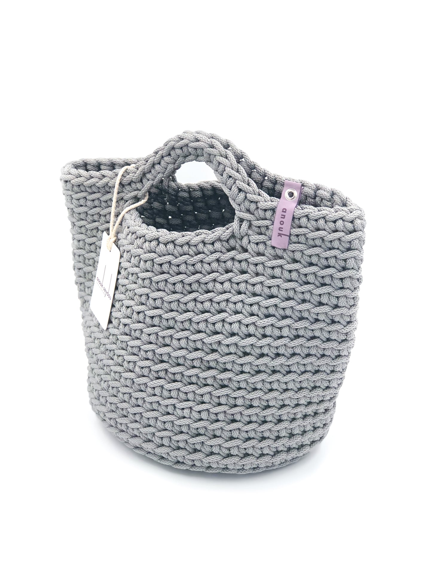 Scandinavian Style Handmade Crochet Tote Bag Stone Gray