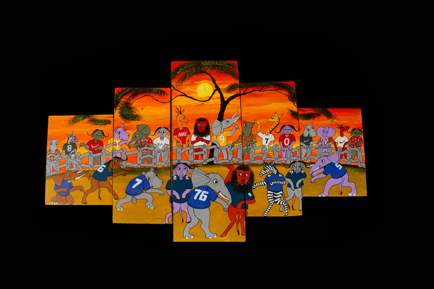 Sport Art painting, Tinga Tinga art, Masai kisu