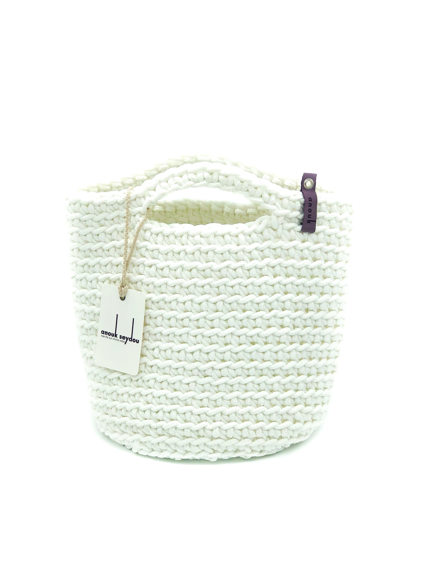 Scandinavian Tote Bag Short Handles Snow Whiteflake Handmade
