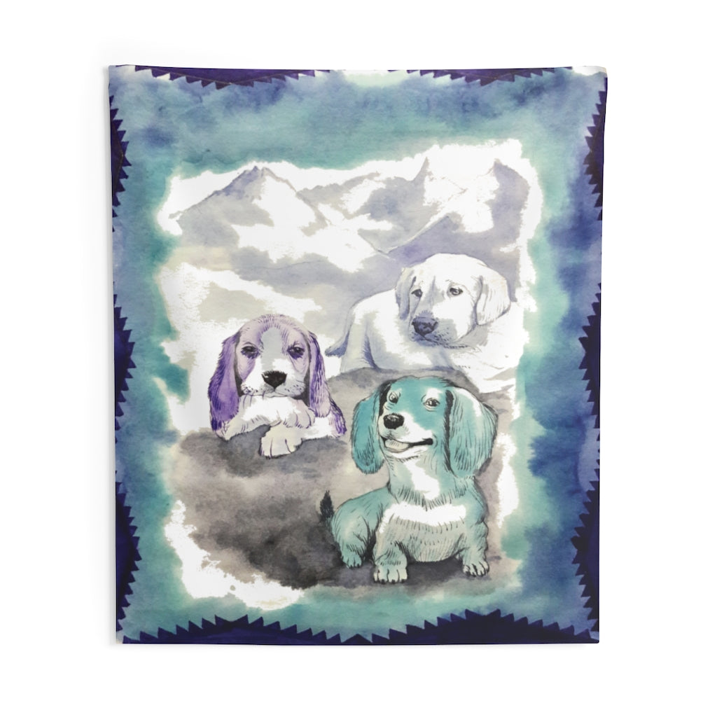 Dogs Mountain Art Tapestry Contemporary Home Decor . Galaxy Wall Hanging Art for Baby Nursery, Dorm room, Coastal Home . Housewarming Gift