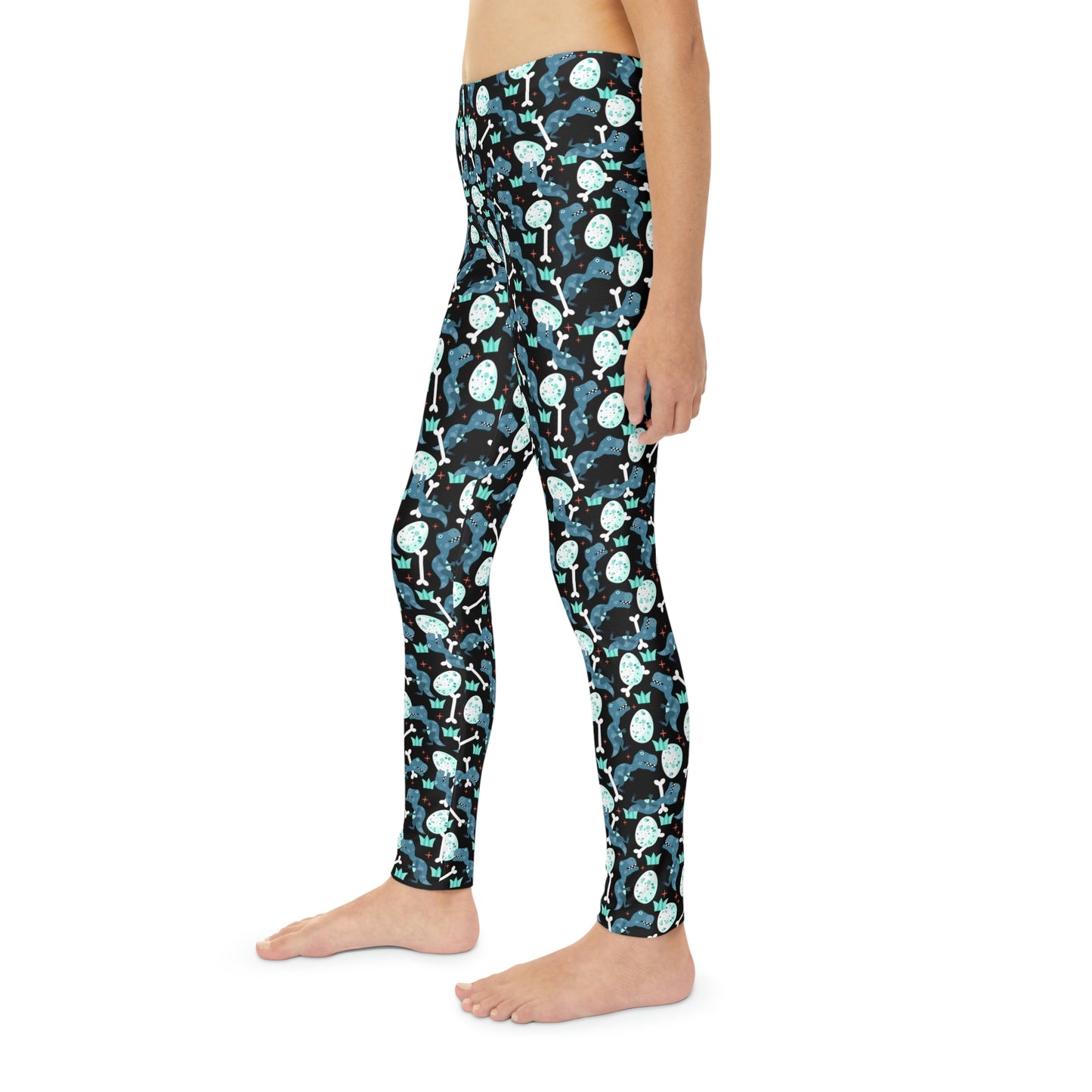 Dinosaur Trex Jurassic Park Youth Leggings, One of a Kind Gift - Unique Workout Activewear tights for kids , Daughter, Niece Christmas Gift