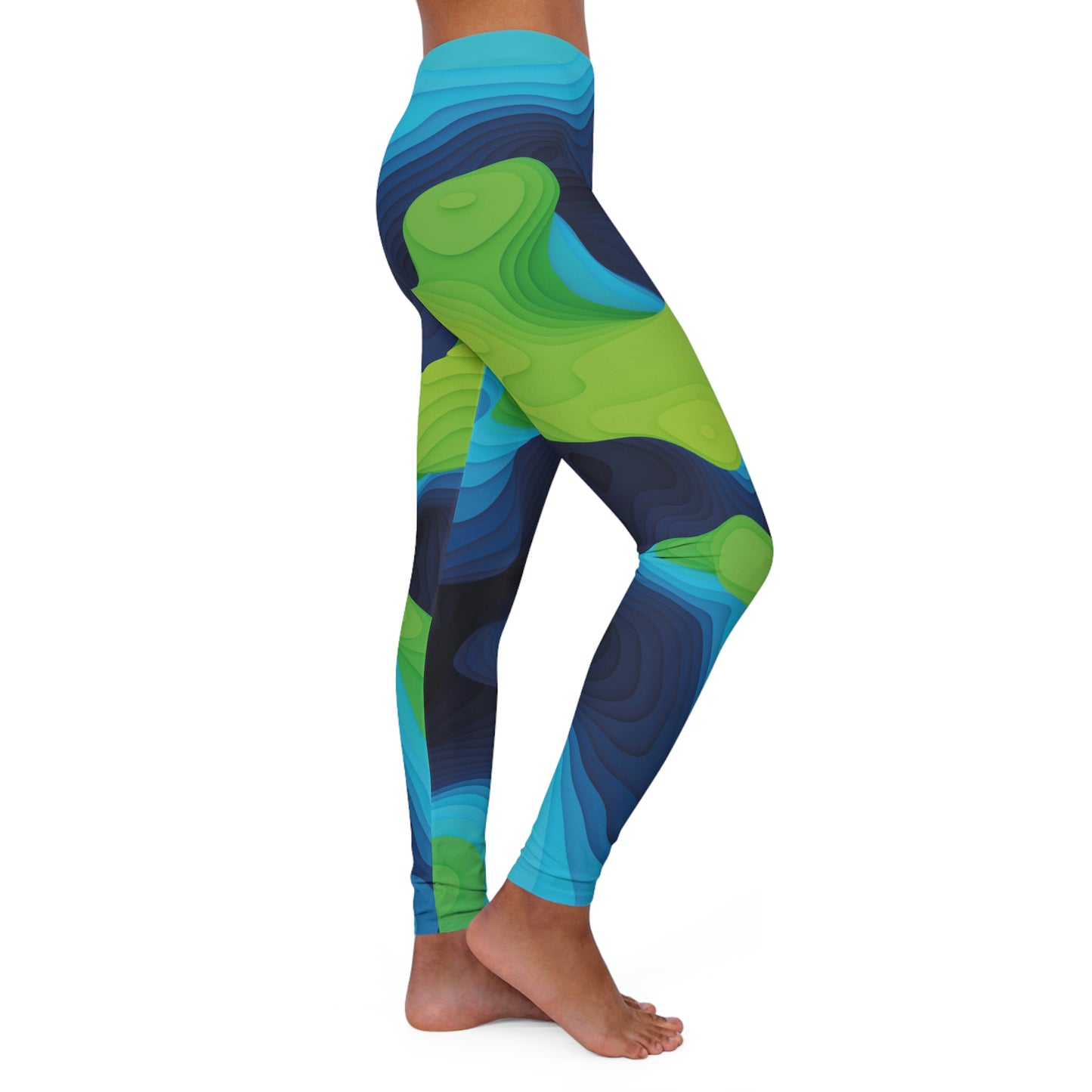 Abstract Women Leggings, One of a Kind Gift - Unique Workout Activewear tights for a friend Fitness Enthusiast , 3D earth . Mothers, aunt , Wife Gift