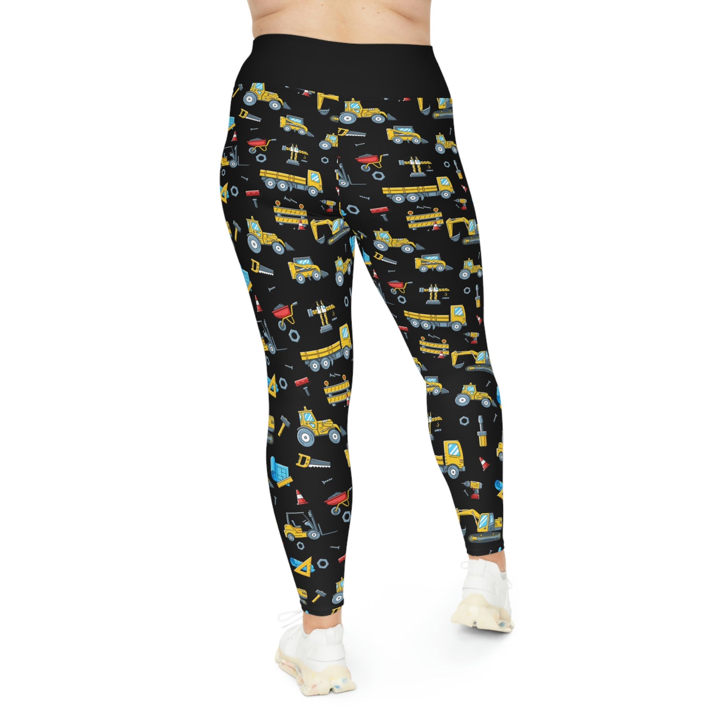 Construction Plus Size Leggings One of a Kind Workout Activewear for Wife Fitness, Best Friend, mom and me tights, Mothers day , Christmas Gift