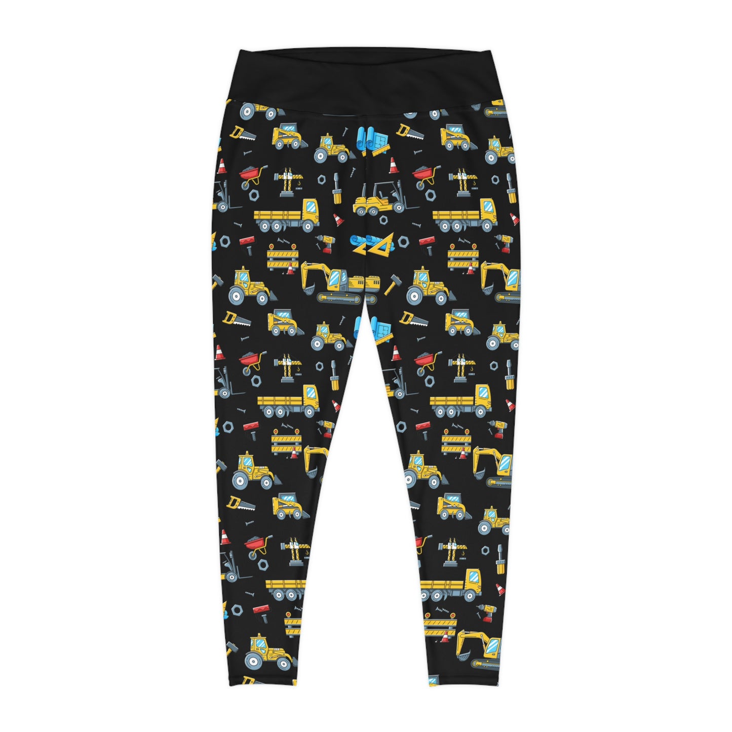 Construction Plus Size Leggings One of a Kind Workout Activewear for Wife Fitness, Best Friend, mom and me tights, Mothers day , Christmas Gift