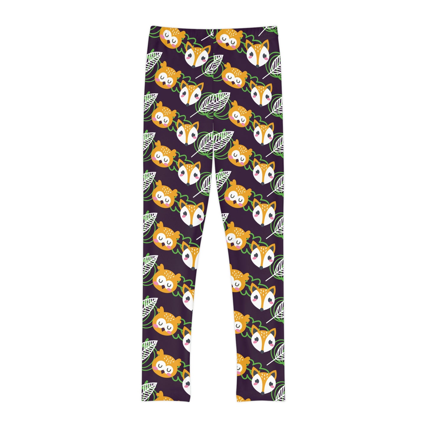 Fox Kawaii animal kingdom, Safari Youth Leggings, One of a Kind Gift - Unique Workout Activewear tights for kids, Daughter, Niece Christmas Gift