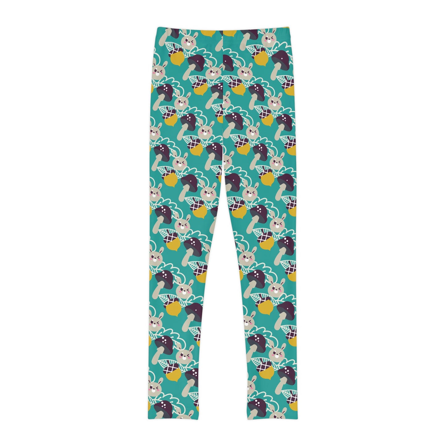 Bunny Mushroom Youth Leggings, One of a Kind Gift - Unique Workout Activewear tights for kids Fitness , Daughter, Niece Christmas Gift