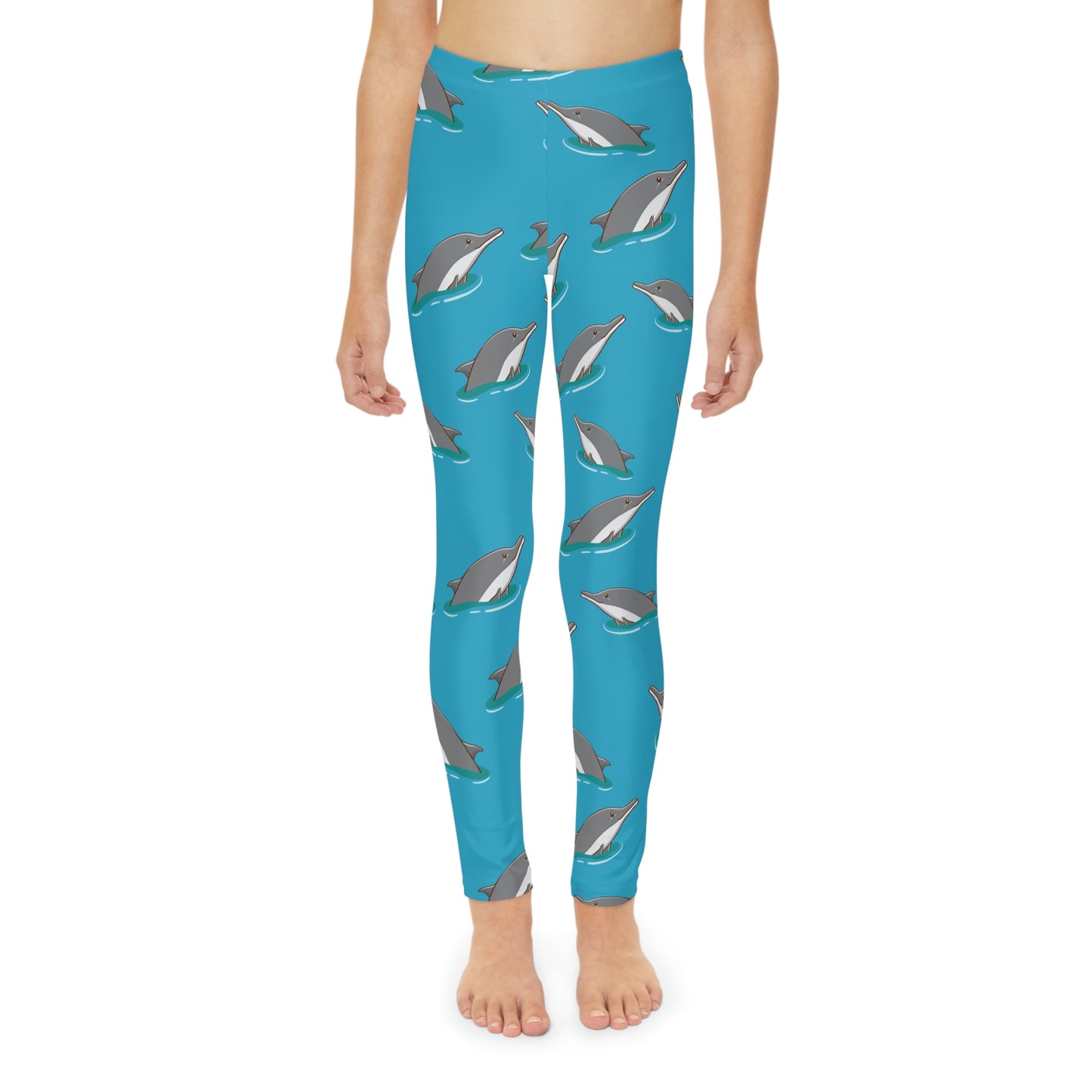 Dolphin, Ocean, Beach Youth Leggings, One of a Kind Gift - Unique Workout Activewear tights for kids fitness, Daughter, Niece Christmas Gift