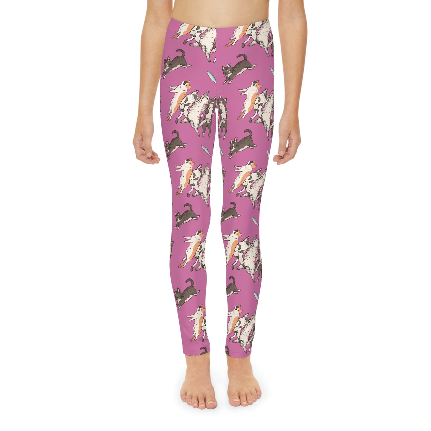 Cat Lovers Youth Leggings, One of a Kind Gift - Unique Workout Activewear tights for kids Fitness , Daughter, Niece Christmas Gift