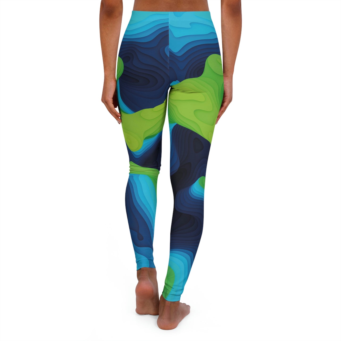 Abstract Women Leggings, One of a Kind Gift - Unique Workout Activewear tights for a friend Fitness Enthusiast , 3D earth . Mothers, aunt , Wife Gift