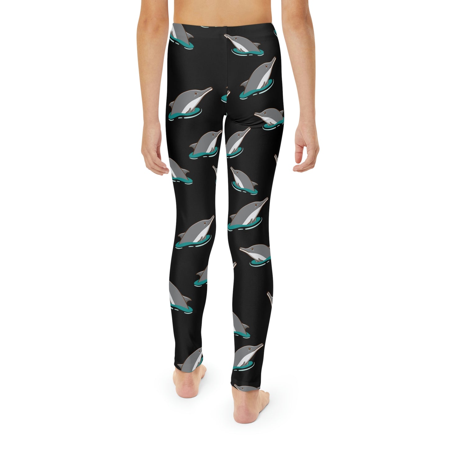 Dolphin, Ocean, Beach Youth Leggings, One of a Kind Gift - Unique Workout Activewear tights for kids fitness, Daughter, Niece Christmas Gift