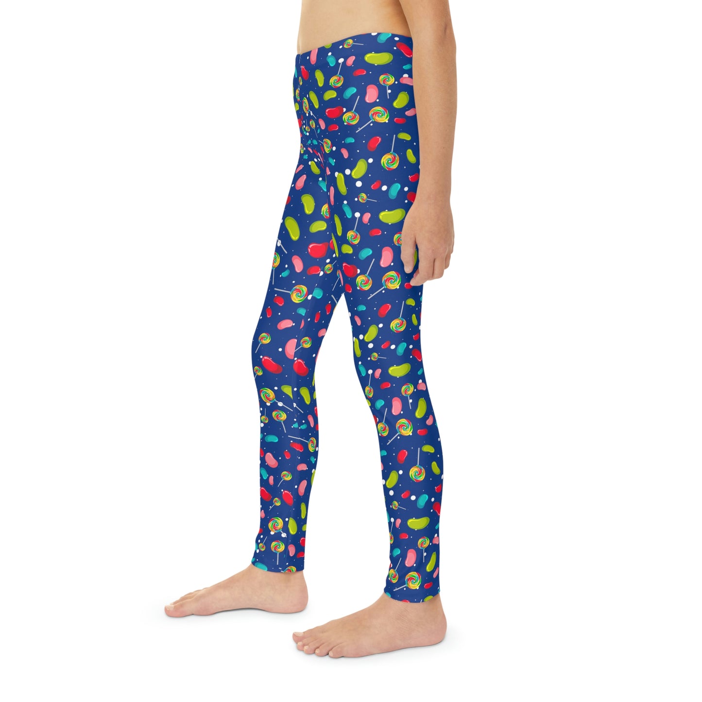 Candy Cane Youth Leggings, One of a Kind Gift - Unique Workout Activewear tights for kids Fitness , Daughter, Niece Christmas Gift