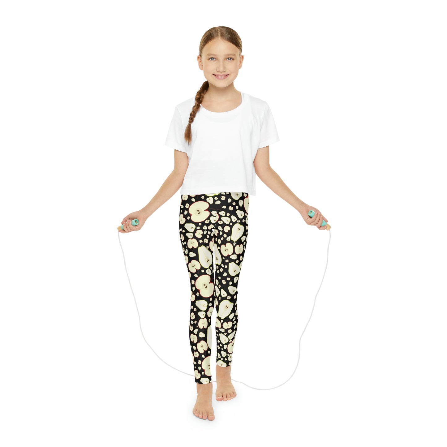 Apples Print Youth Leggings, One of a Kind Gift - Unique Workout Activewear tights for kids Fitness , Daughter, Niece Christmas Gift