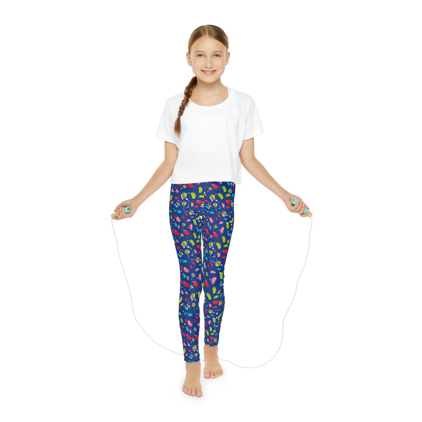 Candy Cane Youth Leggings, One of a Kind Gift - Unique Workout Activewear tights for kids Fitness , Daughter, Niece Christmas Gift
