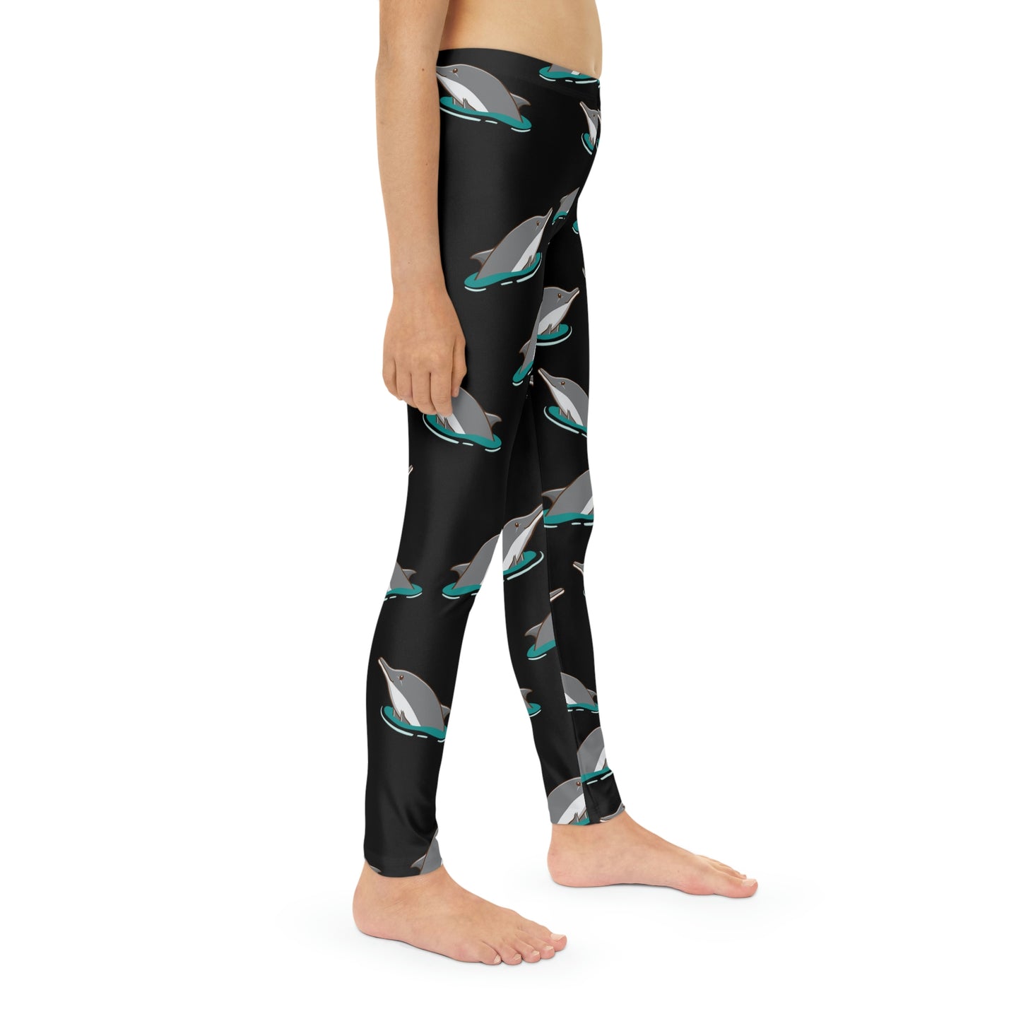 Dolphin, Ocean, Beach Youth Leggings, One of a Kind Gift - Unique Workout Activewear tights for kids fitness, Daughter, Niece Christmas Gift