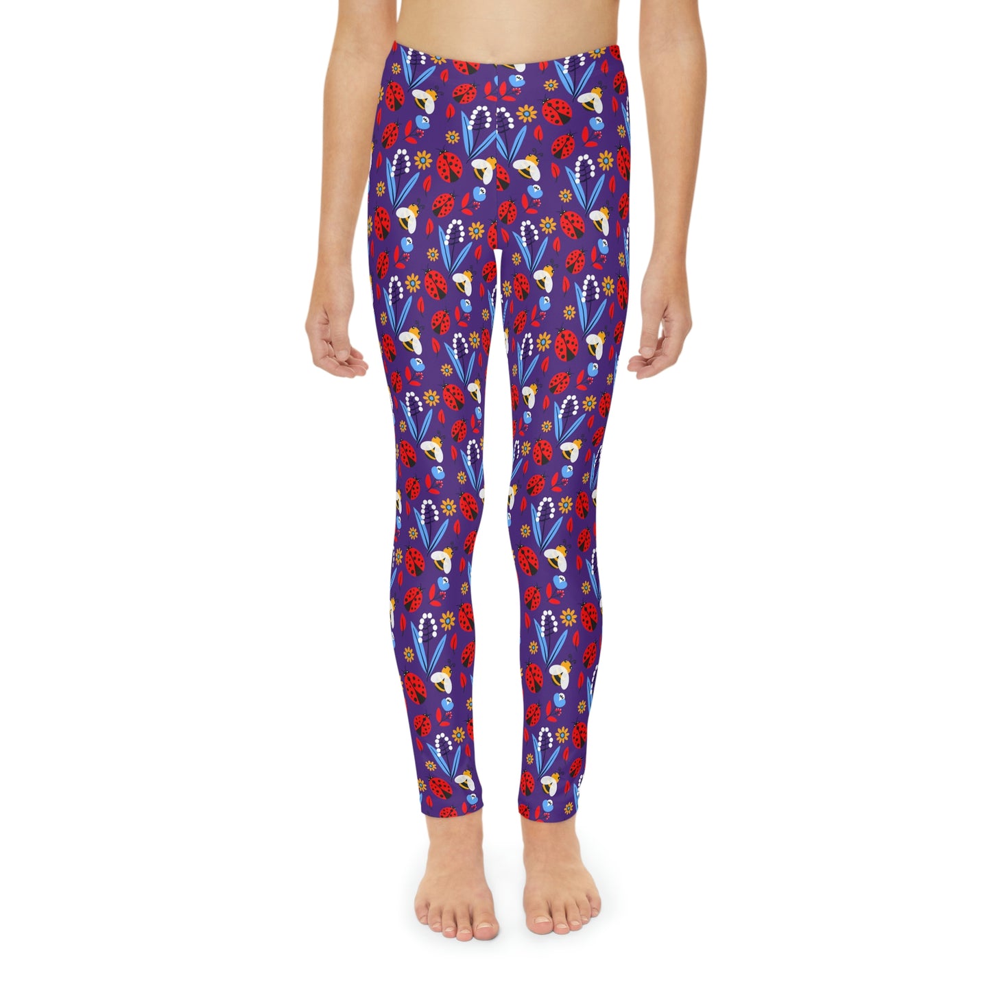 Ladybug Cute Summer Youth Leggings, One of a Kind Gift - Workout Activewear tights for kids, Granddaughter, Niece Christmas Gift