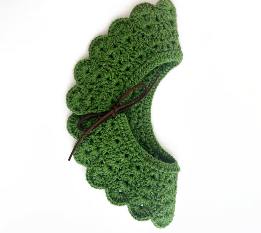 Green Peter Pan Collar / Crochet Vintage Collar / Baby Crochet Collar / Toddler Vintage Collar / Child Vintage Collar