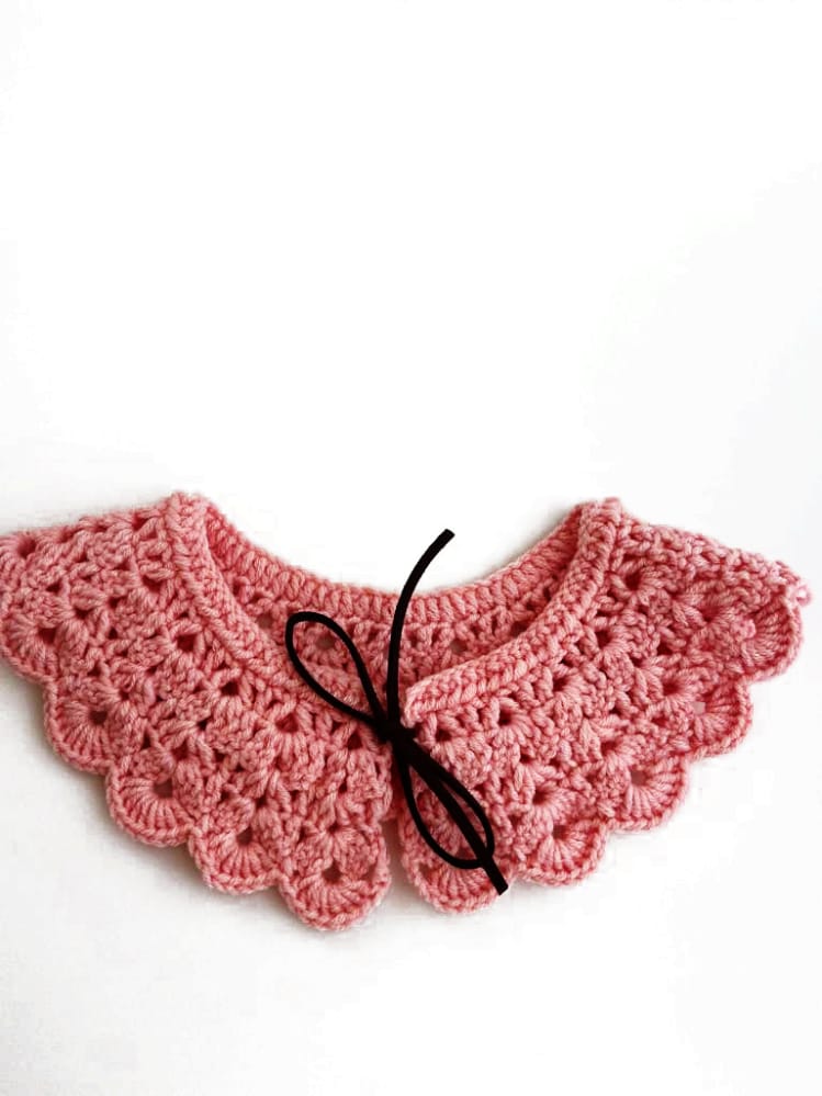Pink Peter Pan Collar / Crochet Vintage Collar / Baby Crochet Collar / Toddler Vintage Collar / Child Vintage Collar