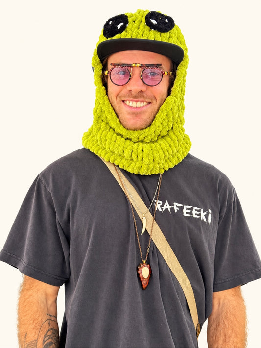 Balaclava Alien hat worn by a customer