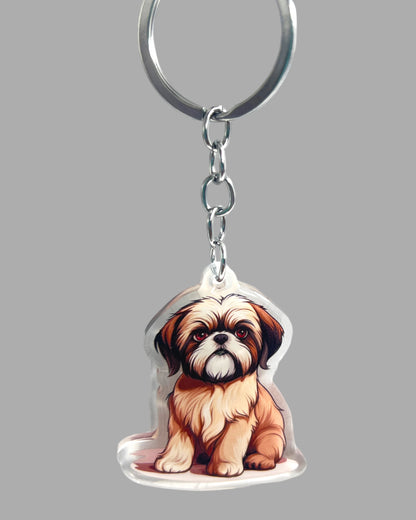 Shih Tzu Dog Acrylic Keychain, Cute kawaii memorial ornament, pet portrait charm gift, backpack fob, dad car décor, dog mom gift