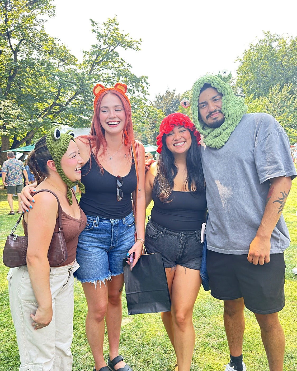 Frog Headband worn by a customer (left)