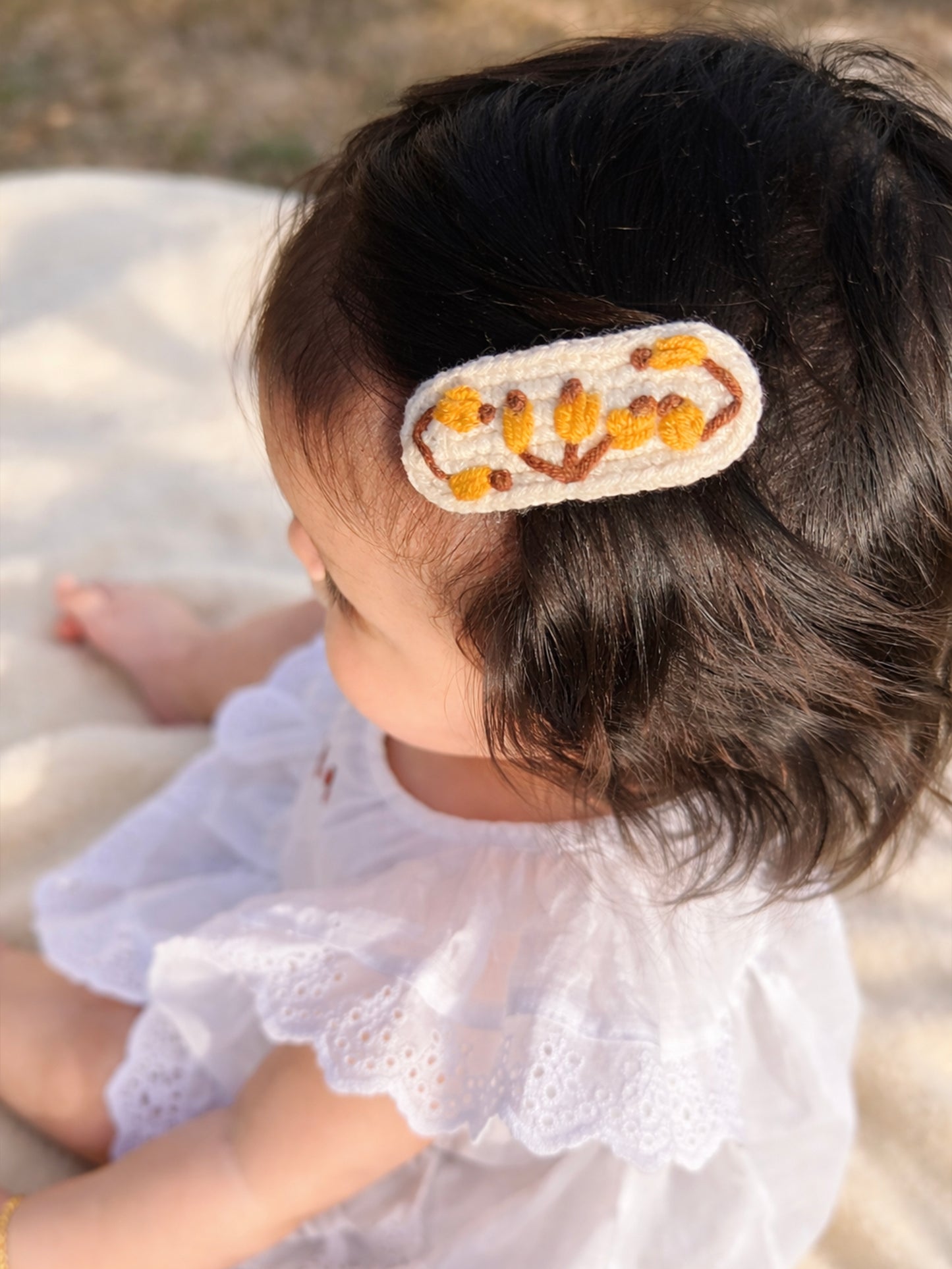 Crochet Trim Snap Hair Clips, Hair barrettes for kids