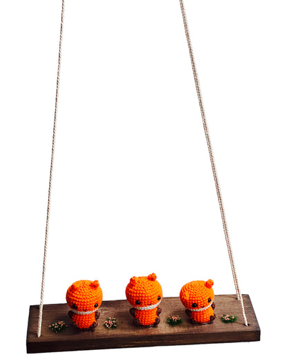 Foxes on a swing  Hanging Wall Shelf