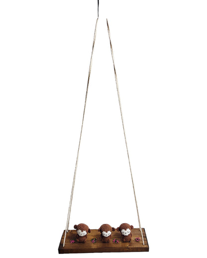 Monkeys on a swing  Hanging Wall Shelf
