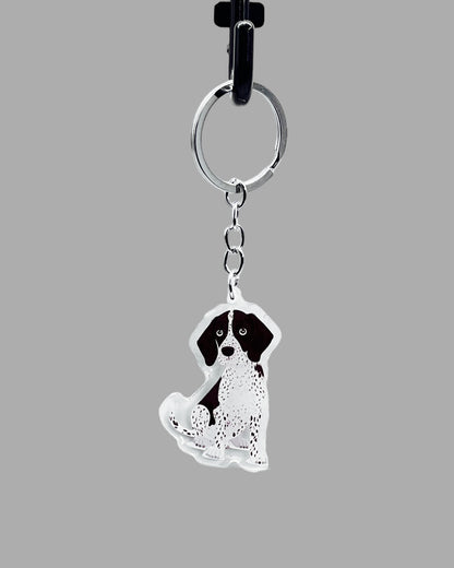 German Shorthaired Pointer Dog Acrylic Keychain, Cute kawaii memorial ornament, pet portrait charm gift backpack fob, dad car décor, dog mom gift