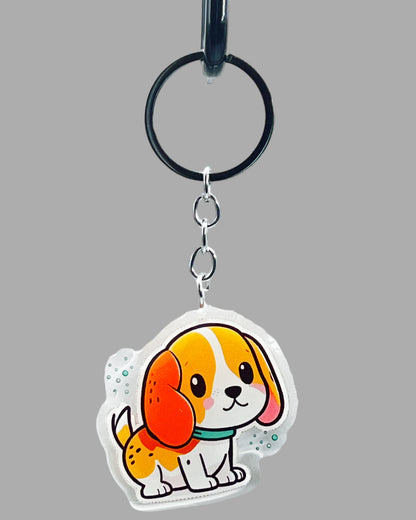 Beagle Dog Acrylic keychain Cute kawaii memorial ornament, pet portrait charm gift  backpack photo fob, dad car décor, first day of school