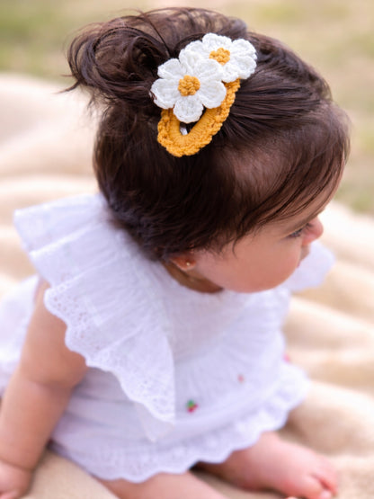 Crochet Trim Snap Hair Clips, Hair barrettes for kids