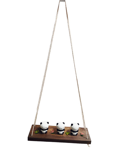 Panda on a swing  Hanging Wall Shelf